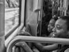 Two children on Blueline train, Charlotte, North Carolina.