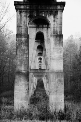 An old train tressel bridge on the outskirts of Mount Gilead, North Carolina.