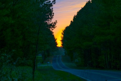 Country road at sunset.